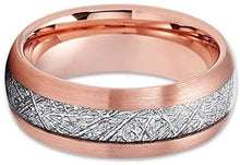 Load image into Gallery viewer, Mens Wedding Band Rings for Men Wedding Rings for Womens / Mens Rings Semi-Domed Rose Gold Tone IP Meteorite - Jewelry Store by Erik Rayo
