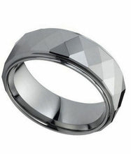 Load image into Gallery viewer, Tungsten Rings for Men Wedding Bands for Him Womens Wedding Bands for Her 8mm Shiny Facet Diamond Cut Design - ErikRayo.com
