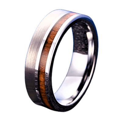 Tungsten Rings for Men Wedding Bands for Him Womens Wedding Bands for Her 8mm Silver Black Off Center Koa Wood - ErikRayo.com