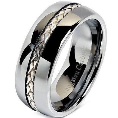 Mens Wedding Band Rings for Men Wedding Rings for Womens / Mens Rings Silver Braid Inlay Wedding Band - Jewelry Store by Erik Rayo