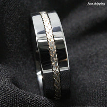 Load image into Gallery viewer, Mens Wedding Band Rings for Men Wedding Rings for Womens / Mens Rings Silver Braid Inlay Wedding Band - Jewelry Store by Erik Rayo
