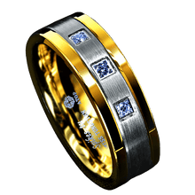 Load image into Gallery viewer, Mens Wedding Band Rings for Men Wedding Rings for Womens / Mens Rings Silver Brushed 18K Gold Diamonds - Jewelry Store by Erik Rayo
