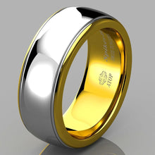 Load image into Gallery viewer, Tungsten Rings for Men Wedding Bands for Him Womens Wedding Bands for Her 8mm Silver Dome 18K Gold Band - ErikRayo.com

