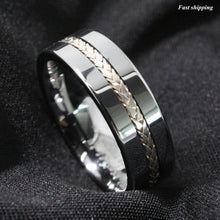 Load image into Gallery viewer, Mens Wedding Band Rings for Men Wedding Rings for Womens / Mens Rings Silver Inlay Titanium Color - Jewelry Store by Erik Rayo
