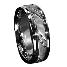 Load image into Gallery viewer, Tungsten Rings for Men Wedding Bands for Him Womens Wedding Bands for Her 8mm Silver Leaf New Brushed Style - Jewelry Store by Erik Rayo
