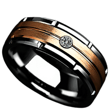 Load image into Gallery viewer, Tungsten Rings for Men Wedding Bands for Him Womens Wedding Bands for Her 8mm Silver Rose Gold Brushed Diamond - Jewelry Store by Erik Rayo
