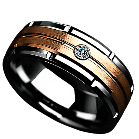 Mens Wedding Band Rings for Men Wedding Rings for Womens / Mens Rings Silver Rose Gold Brushed Diamond - Jewelry Store by Erik Rayo