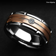 Load image into Gallery viewer, Mens Wedding Band Rings for Men Wedding Rings for Womens / Mens Rings Silver Rose Gold Brushed Diamond - Jewelry Store by Erik Rayo
