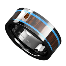 Load image into Gallery viewer, Tungsten Rings for Men Wedding Bands for Him Womens Wedding Bands for Her 8mm Silver Turquoise &amp; Koa Wood Wedding Band Jewelry - Jewelry Store by Erik Rayo
