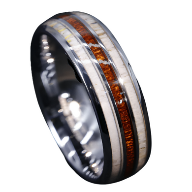 Mens Wedding Band Rings for Men Wedding Rings for Womens / Mens Rings Silver With Antler Koa Wood - Jewelry Store by Erik Rayo