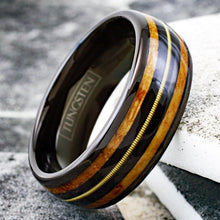 Load image into Gallery viewer, Mens Wedding Band Rings for Men Wedding Rings for Womens / Mens Rings Whiskey Barrel Wood Guitar String Wedding Band - Jewelry Store by Erik Rayo
