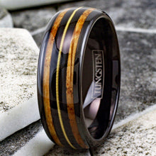 Load image into Gallery viewer, Mens Wedding Band Rings for Men Wedding Rings for Womens / Mens Rings Whiskey Barrel Wood Guitar String Wedding Band - Jewelry Store by Erik Rayo
