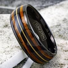 Load image into Gallery viewer, Mens Wedding Band Rings for Men Wedding Rings for Womens / Mens Rings Whiskey Barrel Wood Guitar String Wedding Band - Jewelry Store by Erik Rayo
