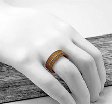 Load image into Gallery viewer, Mens Wedding Band Rings for Men Wedding Rings for Womens / Mens Rings With Whiskey Barrel Wood Brushed Stripe - Jewelry Store by Erik Rayo
