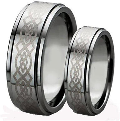 Tungsten Rings for Men Wedding Bands for Him Womens Wedding Bands for Her Set of 2 8mm Celtic Knot Design - Jewelry Store by Erik Rayo
