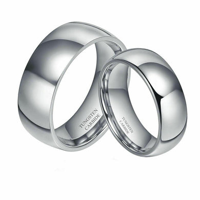 Tungsten Rings for Men Wedding Bands for Him Womens Wedding Bands for Her Set of 2 8mm Classic Shiny Dome Semi Polish - ErikRayo.com