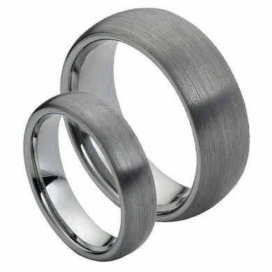 Tungsten Rings for Men Wedding Bands for Him Womens Wedding Bands for Her Set of 2 8mm Domed Brushed Finish - ErikRayo.com