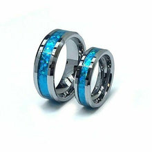 Load image into Gallery viewer, Mens Wedding Band Rings for Men Wedding Rings for Womens / Mens Rings Set of 2 8mm Hawaiian Opal Blue Inlay - Jewelry Store by Erik Rayo
