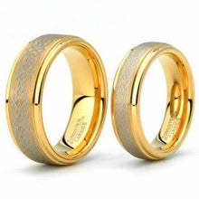 Load image into Gallery viewer, Tungsten Rings for Men Wedding Bands for Him Womens Wedding Bands for Her Set of 2 8mm Loyal Celtic Knot Gold - ErikRayo.com
