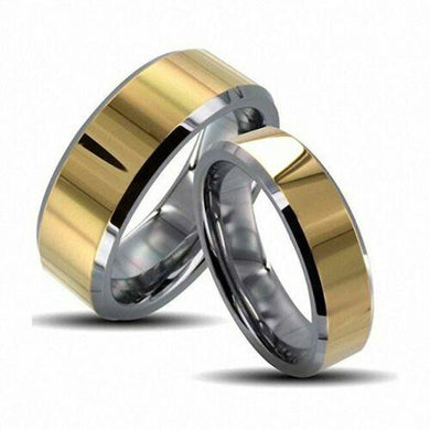 Tungsten Rings for Men Wedding Bands for Him Womens Wedding Bands for Her Set of 2 8mm Two Tone Gold Center - ErikRayo.com