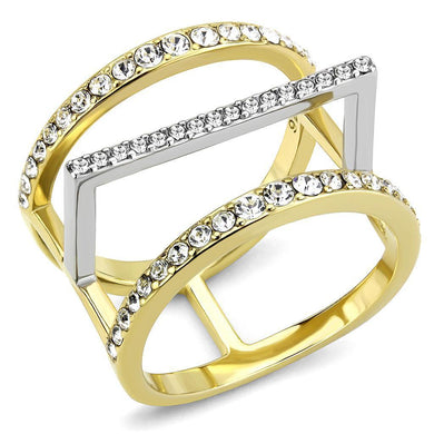 Two-Tone Gold Womens Ring Anillo Para Mujer y Ninos Unisex Kids 316L Stainless Steel Ring with Top Grade Crystal Naples - Jewelry Store by Erik Rayo