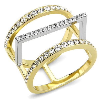 Two-Tone Gold Womens Ring Anillo Para Mujer y Ninos Unisex Kids Stainless Steel Ring with Top Grade Crystal Naples - ErikRayo.com