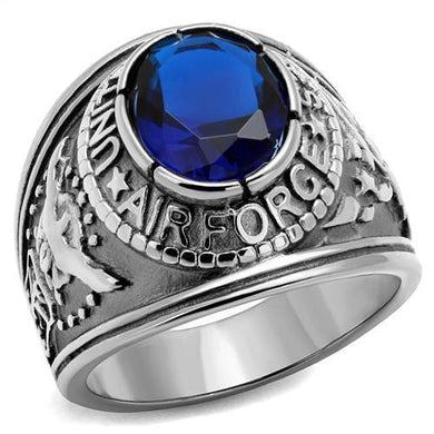 US Air Force Ring for Men and Women Unisex Stainless Steel Military Ring in Silver with Blue Stone - Jewelry Store by Erik Rayo