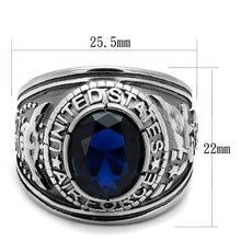 Load image into Gallery viewer, US Air Force Ring for Men and Women Unisex Stainless Steel Military Ring in Silver with Blue Stone - Jewelry Store by Erik Rayo
