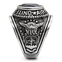 Load image into Gallery viewer, US Air Force Ring for Men and Women Unisex Stainless Steel Military Class Ring in Silver Blue Stone - Jewelry Store by Erik Rayo
