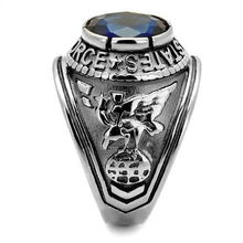 Load image into Gallery viewer, US Air Force Ring for Men and Women Unisex Stainless Steel Military Class Ring in Silver Blue Stone - Jewelry Store by Erik Rayo
