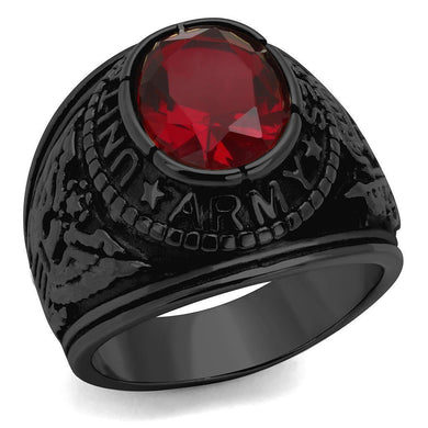 Black Army Ring for Men and Women Unisex 316L Stainless Steel Military Class Ring with Red Stone - Jewelry Store by Erik Rayo