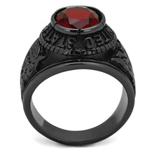 Load image into Gallery viewer, Black Army Ring for Men and Women Unisex 316L Stainless Steel Military Class Ring with Red Stone - Jewelry Store by Erik Rayo
