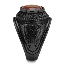 Load image into Gallery viewer, US Army Ring for Men and Women Unisex 316L Stainless Steel Military Patriotic Ring in Black with Red Stone Rock - Jewelry Store by Erik Rayo

