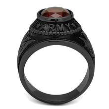 Load image into Gallery viewer, US Army Ring for Men and Women Unisex 316L Stainless Steel Military Patriotic Ring in Black with Red Stone Rock - Jewelry Store by Erik Rayo
