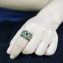 Load image into Gallery viewer, US Army Ring for Men and Women Unisex Stainless Steel Military Patriotic Ring in Gold with Green Stone - Jewelry Store by Erik Rayo
