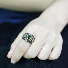 Load image into Gallery viewer, Army Ring for Men and Women Unisex Stainless Steel Military Class Ring in Gold with Green Stone - Jewelry Store by Erik Rayo
