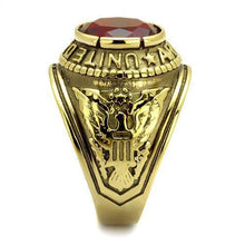 Load image into Gallery viewer, Gold Army Ring for Men and Women Unisex Stainless Steel Military Class Ring with Red Stone - Jewelry Store by Erik Rayo
