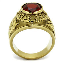 Load image into Gallery viewer, US Army Ring for Men and Women Unisex Stainless Steel Military Patriotic Ring in Gold with Red Stone Rock - Jewelry Store by Erik Rayo
