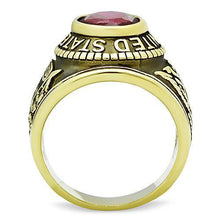 Load image into Gallery viewer, Gold Army Ring for Men and Women Unisex Stainless Steel Military Class Ring with Red Stone - Jewelry Store by Erik Rayo
