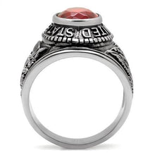 Load image into Gallery viewer, Silver Army Ring for Men and Women Unisex Stainless Steel Military Class Ring with Red Stone - Jewelry Store by Erik Rayo
