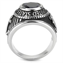 Load image into Gallery viewer, US Coast Guard Ring for Men and Women Unisex Stainless Steel Military Patriotic Ring in Silver with Blue Stone Rock… - Jewelry Store by Erik Rayo
