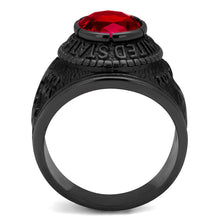 Load image into Gallery viewer, US Marines Ring for Men and Women Unisex 316L Stainless Steel Military Patriotic Ring in Black with Red Stone Rock - Jewelry Store by Erik Rayo
