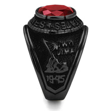Load image into Gallery viewer, US Marines Ring for Men and Women Unisex Stainless Steel Military Patriotic Ring in Black with Red Stone Rock - Jewelry Store by Erik Rayo

