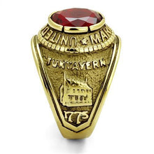 Load image into Gallery viewer, US Marines Ring for Men and Women Unisex Stainless Steel Military Patriotic Ring in Gold with Red Stone Rock - Jewelry Store by Erik Rayo
