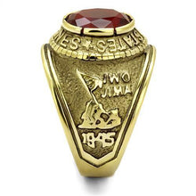 Load image into Gallery viewer, US Marines Ring for Men and Women Unisex Stainless Steel Military Patriotic Ring in Gold with Red Stone Rock - Jewelry Store by Erik Rayo
