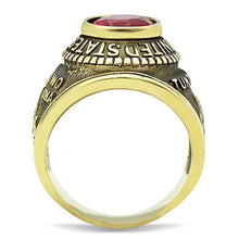 Load image into Gallery viewer, US Marines Ring for Men and Women Unisex Stainless Steel Military Patriotic Ring in Gold with Red Stone Rock - ErikRayo.com
