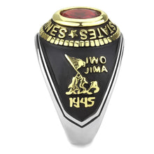 Load image into Gallery viewer, US Marines Ring for Men Women Unisex Stainless Steel Military Ring in Black and Gold with Red Stone Rock - Jewelry Store by Erik Rayo
