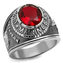 Load image into Gallery viewer, US Marines Ring for Men Women Unisex Stainless Steel Military Ring in Silver with Red Stone Rock - Jewelry Store by Erik Rayo
