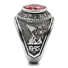 Load image into Gallery viewer, US Marines Ring for Men Women Unisex Stainless Steel Military Ring in Silver with Red Stone Rock - Jewelry Store by Erik Rayo
