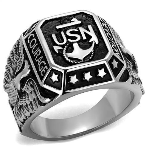 US Navy Ring Anillo Color Plata Para Hombres y Ninos de Acero Inoxidable de USN Courage and Devotion - Jewelry Store by Erik Rayo